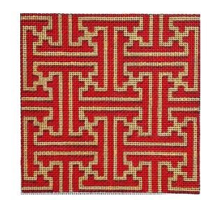 Red/Gold Fretwork square insert 5"