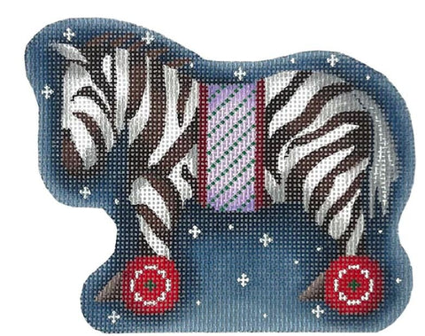 Lavender Stripe Zebra on Wheels Ornament