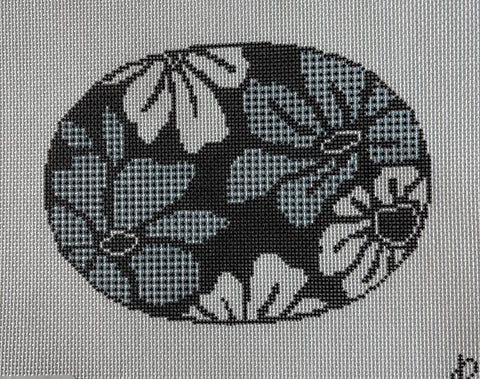 Gingham Blooms Oval
