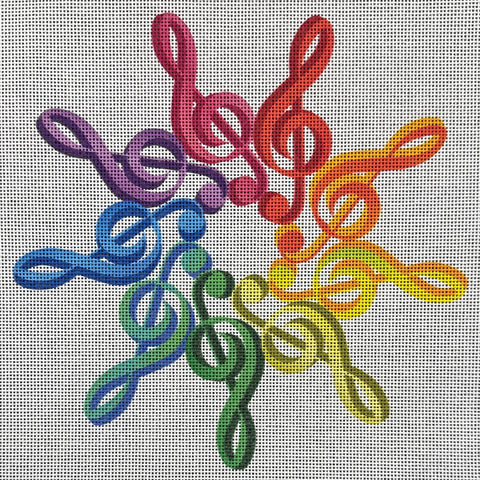 Rainbow Treble Clefs Wreath
