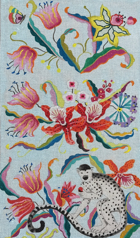 Tropical Floral with White Monkey