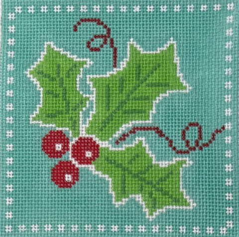 Holly Coaster/Ornament - Turquoise