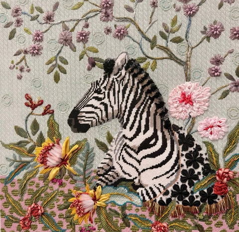 Zebra with Flowers