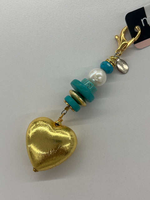 Turquoise Heart Scissor Fob