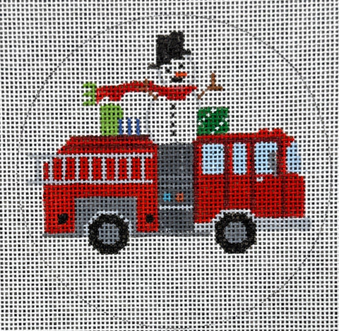 Fire Truck with Snowman