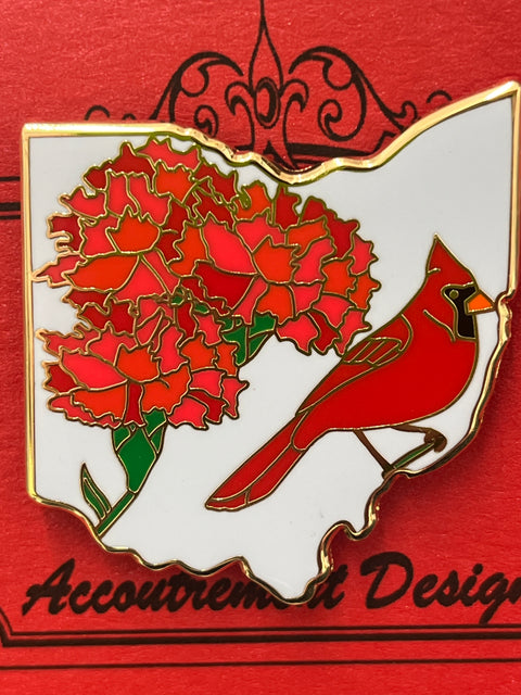 Ohio Cardinal with Carnation Needle Minder