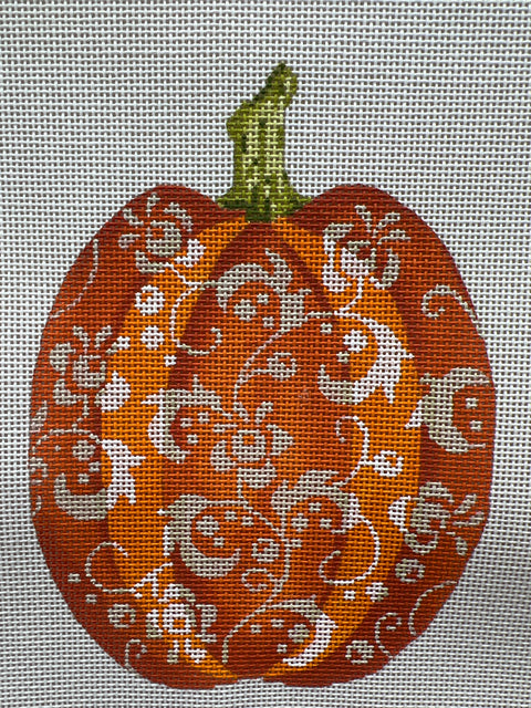 Tall Orange Floral Pumpkin