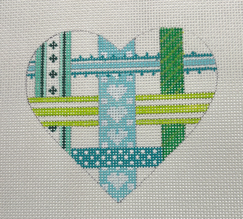 Woven Ribbon Heart Turquoise/Green