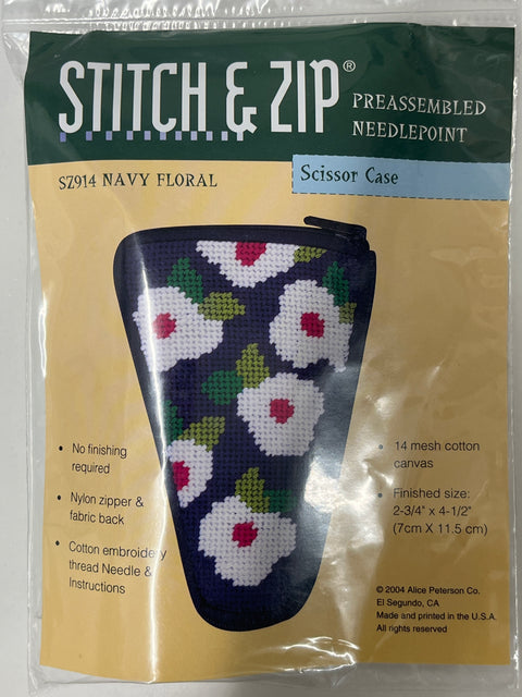 Kit: Stitch & Zip Scissor Case Navy Floral