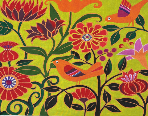 Orange Birds w/Flowers Rug