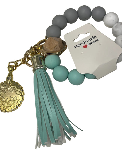Bracelet Fob Lt Turquoise/gray/white