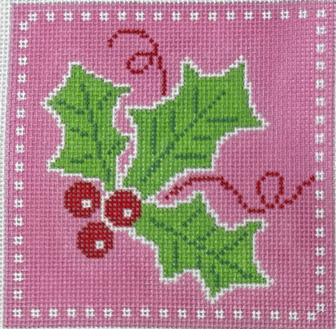 Holly Coaster/Ornament - Pink
