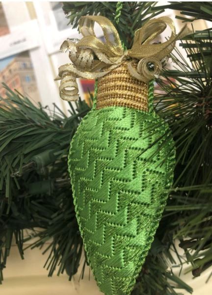 Light Bulb Canvas with Guide Christmas Green #8