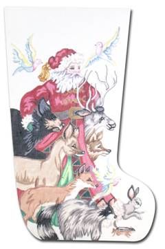 Santa with Animals Christmas Stocking