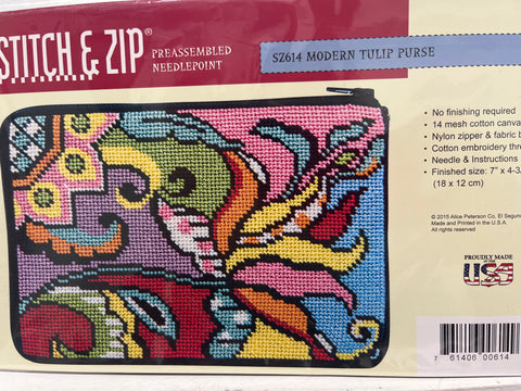 Kit: Stitch & Zip Purse/Cosmetic Case -  Modern Tulips