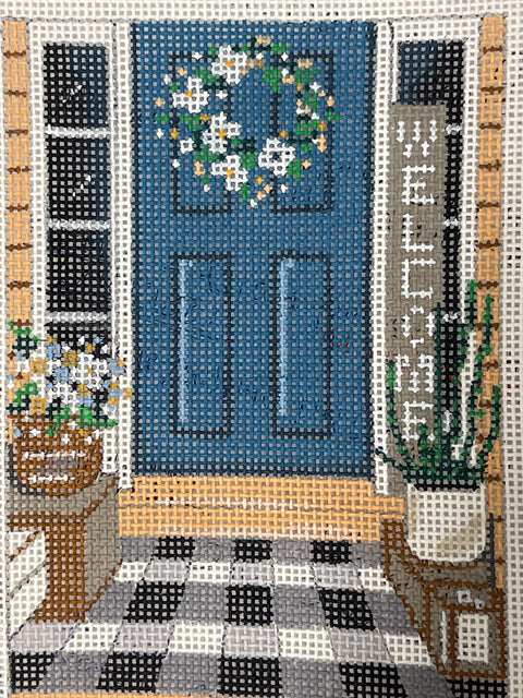 Gingham and Blue Door