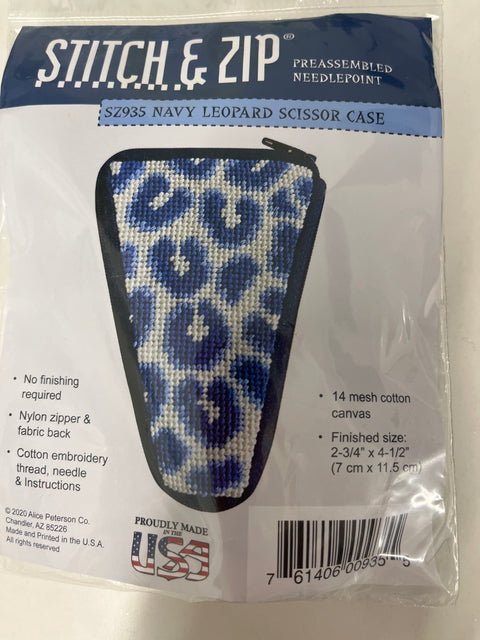 Kit: Stitch & Zip Scissor Case Navy Leopard