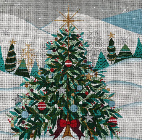 XMAS Tree w/Red Bow Pillow