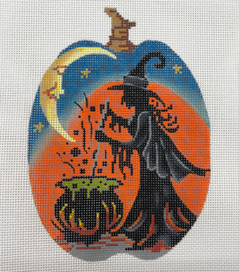 Cauldron Witch Silhoutte Pumpkin