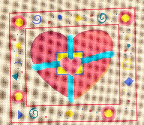 Wrapped Heart with Border on Brown