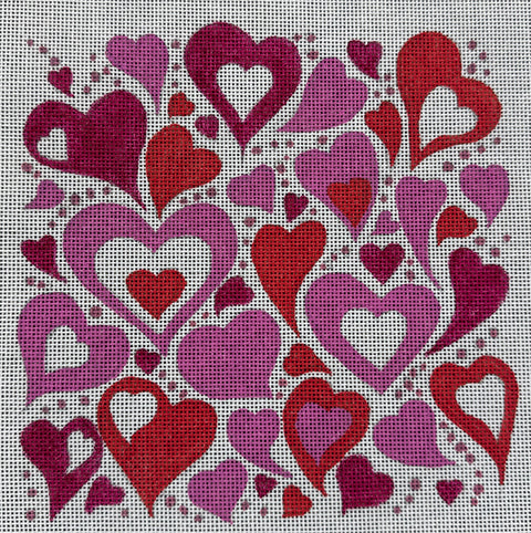 Bunches of Hearts on White