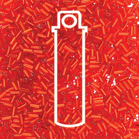 Bugle Bead #1 (3MM) Japanese Silver Lined Transparent Flame Red