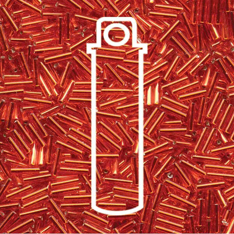Bugle Bead #2 (6MM) Silver Lined Red