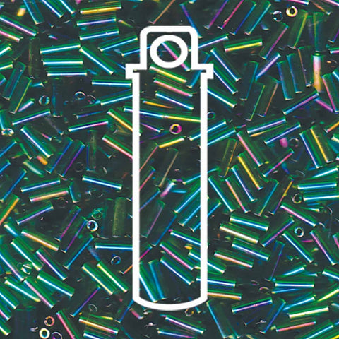 Bugle Bead #2 (6MM) TR Green AB