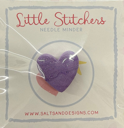 Purple Glitter Heart Needle Minder