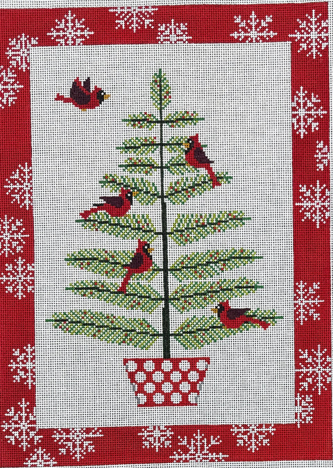 Cardinals in Pine Tree