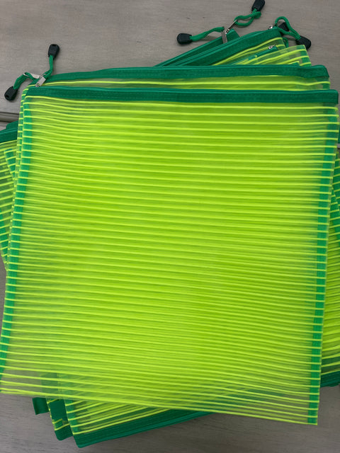 Mesh Project Bag Lg 20x20 w/zipper Lime Green