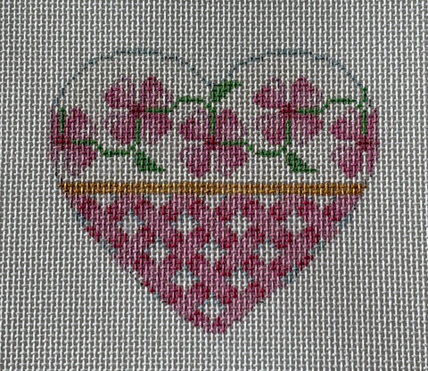 Pink Floral/Lattice Heart