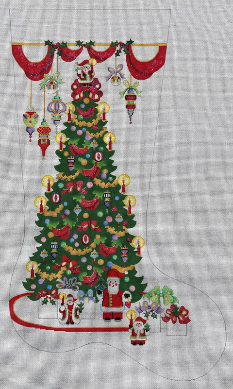 Christmas Tree w/Mini Santas Stocking