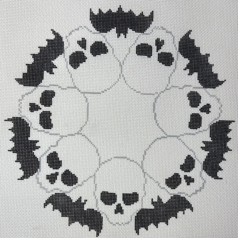 Skull and Bat Wreath