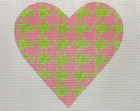 Houndstooth Lime & Pink Heart