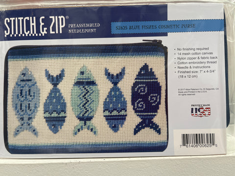 Kit: Stitch & Zip Purse/Cosmetic Case - Blue Fish