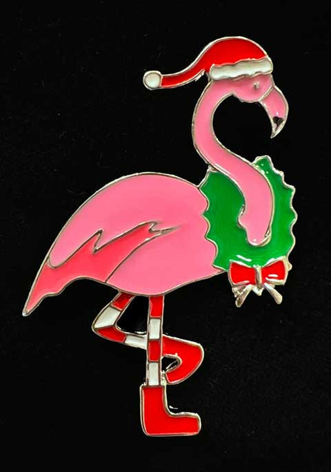 Big Buddies Magnetic Needle Minder - Flamingo Christmas