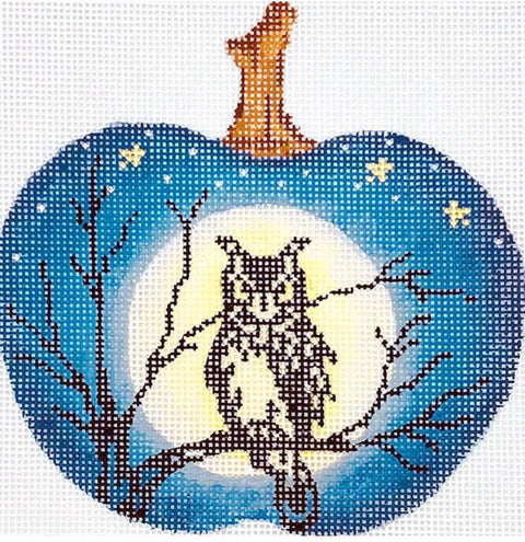 Kelly Clark Needlepoint Spooky Owl Silhouette Pumpkin