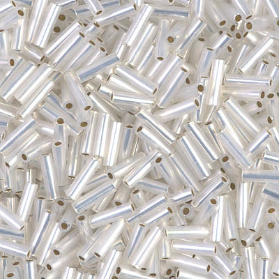 6mm Bugle Beads - Gilt Lined Opal