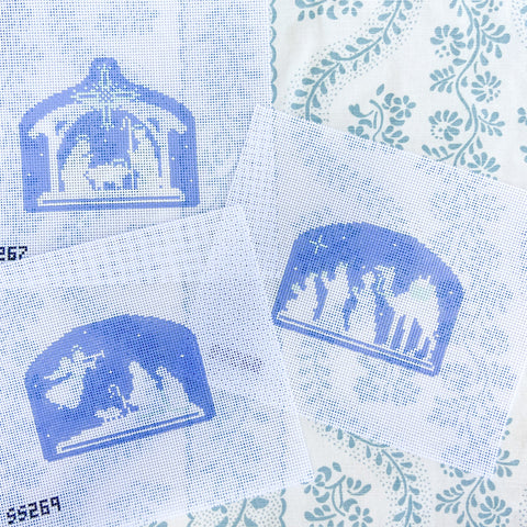 Blue and White Nativity Stable