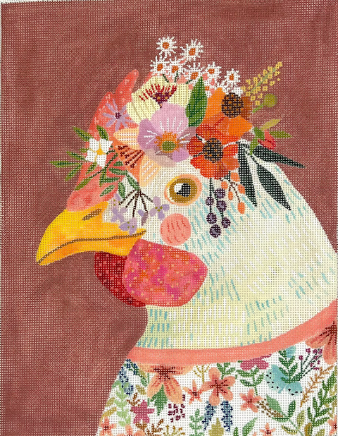 Hen in Floral Dress on Dusty Rose- Mia Charro