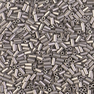 3mm Miyuki Bugle Beads - Matte Nickel Plated