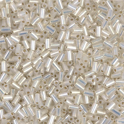 3mm Bugle Beads - Gilt Lined Opal