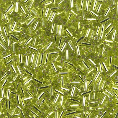 3mm Bugle Beads - Silverlined Chartreuse