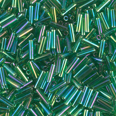 6mm Miyuki Bugle Beads - Transparent Green AB